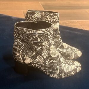 Calvin Klein Black and White Snakeskin Ankle Boots